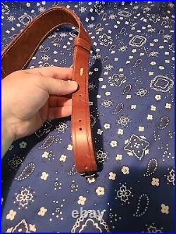 Bucheimer A-77w Tooled Stitched Suede Backed Leather Rifle Sling With Swivels