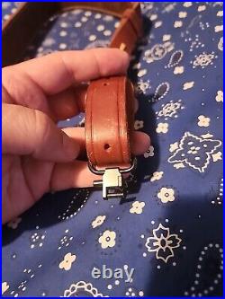 Bucheimer A-77w Tooled Stitched Suede Backed Leather Rifle Sling With Swivels