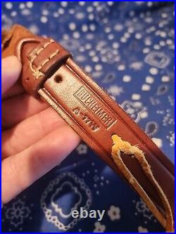 Bucheimer A-77w Tooled Stitched Suede Backed Leather Rifle Sling With Swivels