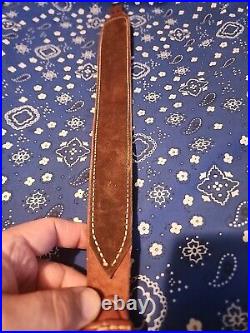 Bucheimer A-77w Tooled Stitched Suede Backed Leather Rifle Sling With Swivels