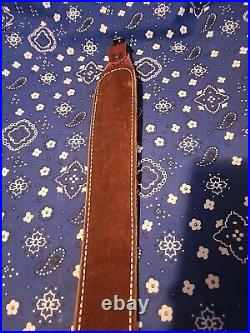 Bucheimer A-77w Tooled Stitched Suede Backed Leather Rifle Sling With Swivels