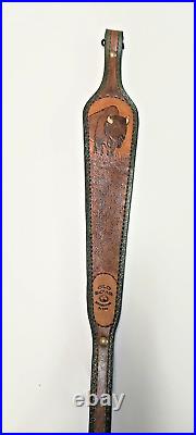 Buffalo Custom made hand carved leather padded rifle sling