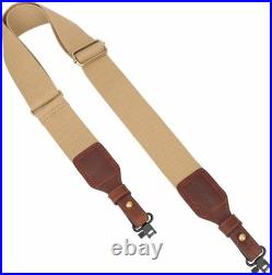 Canvas Leather Gun Sling for Rifle, 2-inch Wide Shotgun Strap with Swivels