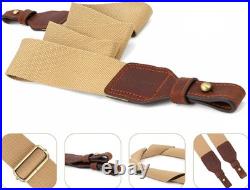 Canvas Leather Gun Sling for Rifle, 2-inch Wide Shotgun Strap with Swivels