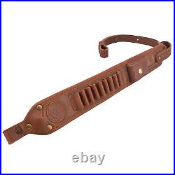 Classic Leather Rifle Sling Gun Carry Straps Cartridge Shell Holder With Swivels
