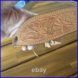 Cobra Bianchi Cobra #70 White Stitched Tooled Sheep Backed Leather Rifle Sling
