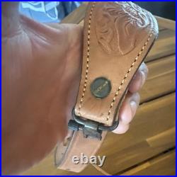 Cobra Bianchi Cobra #70 White Stitched Tooled Sheep Backed Leather Rifle Sling