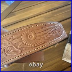 Cobra Bianchi Cobra #70 White Stitched Tooled Sheep Backed Leather Rifle Sling