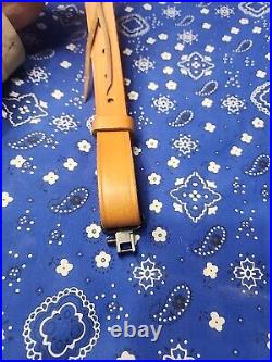 Cobra Bianchi Cobra #70 White Stitched Tooled Sheep Backed Leather Rifle Sling