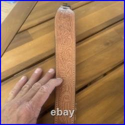 Cobra Bianchi Cobra #70 White Stitched Tooled Sheep Backed Leather Rifle Sling