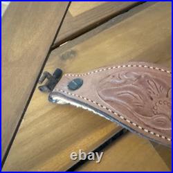 Cobra Bianchi Cobra #70 White Stitched Tooled Sheep Backed Leather Rifle Sling