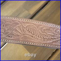 Cobra Bianchi Cobra #70 White Stitched Tooled Sheep Backed Leather Rifle Sling