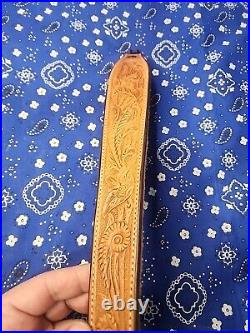 Cobra Bianchi Cobra #70 White Stitched Tooled Sheep Backed Leather Rifle Sling