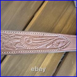 Cobra Bianchi Cobra #70 White Stitched Tooled Sheep Backed Leather Rifle Sling