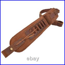 Combo of Leather Rifle/ Shotgun Cheek Rest with Ammo Sling for. 308.30-06 12GA