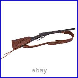 Combo of Padded Leather Rifle/Shotgun Cheek Rest with Matched Sling Strap