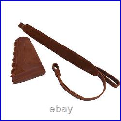 Combo of Padded Leather Rifle/Shotgun Cheek Rest with Matched Sling Strap