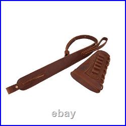 Combo of Padded Leather Rifle/Shotgun Cheek Rest with Matched Sling Strap