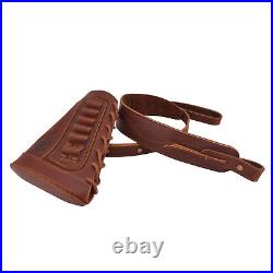 Combo of Padded Leather Rifle/Shotgun Cheek Rest with Matched Sling Strap