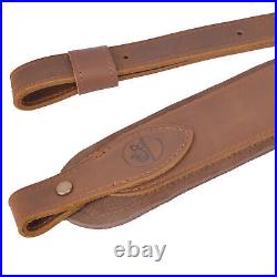 Cowhide Leather Rifle Gun Sling Non-slip Padded Straps Brown Black Shoulder Belt