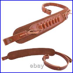 Cowhide Leather Suede Shotgun Sling Rifle Belt for. 30-30.30-06.22LR 12GA 16GA