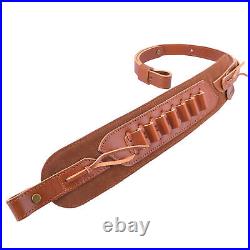 Cowhide Leather Suede Shotgun Sling Rifle Belt for. 30-30.30-06.22LR 12GA 16GA