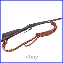 Cowhide Leather Suede Shotgun Sling Rifle Belt for. 30-30.30-06.22LR 12GA 16GA