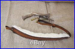 Custom Handmade Leather Rifle Sling Lined with Real Sheep Wool Baslet Pattern