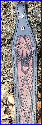 Custom Handmade hand carved leather rifle sling