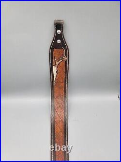 Custom Handmade hand carved leather rifle sling