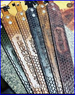Custom Leather Rifle Sling With Swivels Custom Gun Slings Rifle Straps