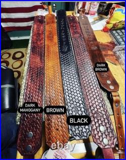 Custom Leather Rifle Sling With Swivels Custom Gun Slings Rifle Straps