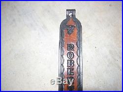 Custom Made Hand-tooled Leather Rifle Sling With Your Name And Black Deerhead