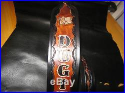 Custom Made Leather Rifle Sling With Your Name And American Flag/brown & Black