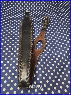 Custom Murray Leather Thumb Hole Suede Backed Leather Rifle Sling W Swivels