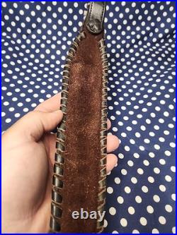 Custom Murray Leather Thumb Hole Suede Backed Leather Rifle Sling W Swivels
