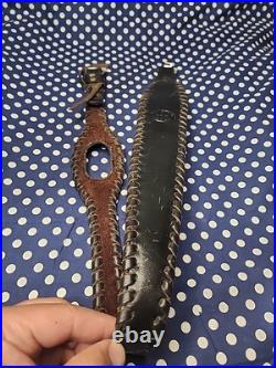 Custom Murray Leather Thumb Hole Suede Backed Leather Rifle Sling W Swivels