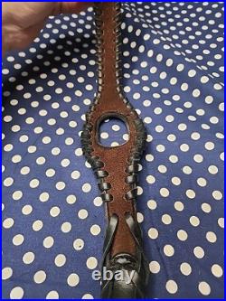 Custom Murray Leather Thumb Hole Suede Backed Leather Rifle Sling With Swivels