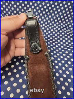 Custom Murray Leather Thumb Hole Suede Backed Leather Rifle Sling With Swivels
