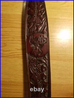 Custom Vintage Deer & Oak Leaf Rifle Sling Withbrass Screws Handmade Craftsmanship