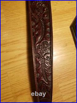 Custom Vintage Deer & Oak Leaf Rifle Sling Withbrass Screws Handmade Craftsmanship