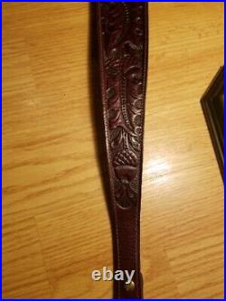 Custom Vintage Deer & Oak Leaf Rifle Sling Withbrass Screws Handmade Craftsmanship