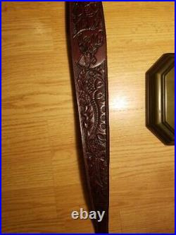 Custom Vintage Deer & Oak Leaf Rifle Sling Withbrass Screws Handmade Craftsmanship