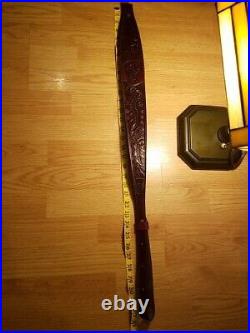 Custom Vintage Deer & Oak Leaf Rifle Sling Withbrass Screws Handmade Craftsmanship