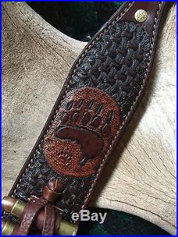 Custom leather Hand Carved Rifle Sling For 45-70 Caliber Rifle! Made In The USA