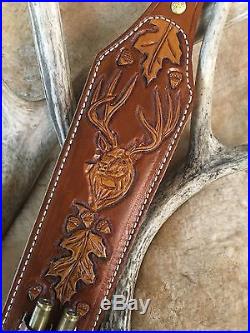 Custom leather padded rifle sling with stock wrap for Henry brass 45-70