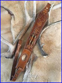 Custom leather padded rifle sling with stock wrap for Henry brass 45-70