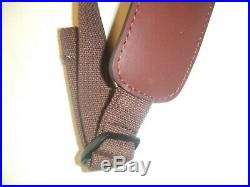 Dark Brown Leather & Padded Suede Wide Cobra Huntign Rifle Sling & Metal Swivels