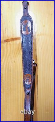 Deer Custom made leather padded rifle or shotgun sling, made in the U. S. A Deer Custom made leather padded rifle or shotgun sling, made in the U. S. A