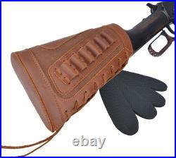 Elegant Geometric Cowhide Leather Gun Sling & Buttstock for Multiple Calibers
